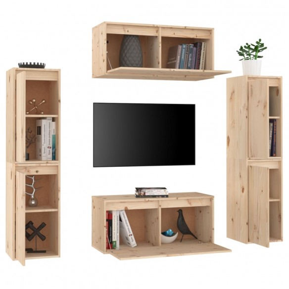 Meubles TV 6 pcs Bois massif de pin