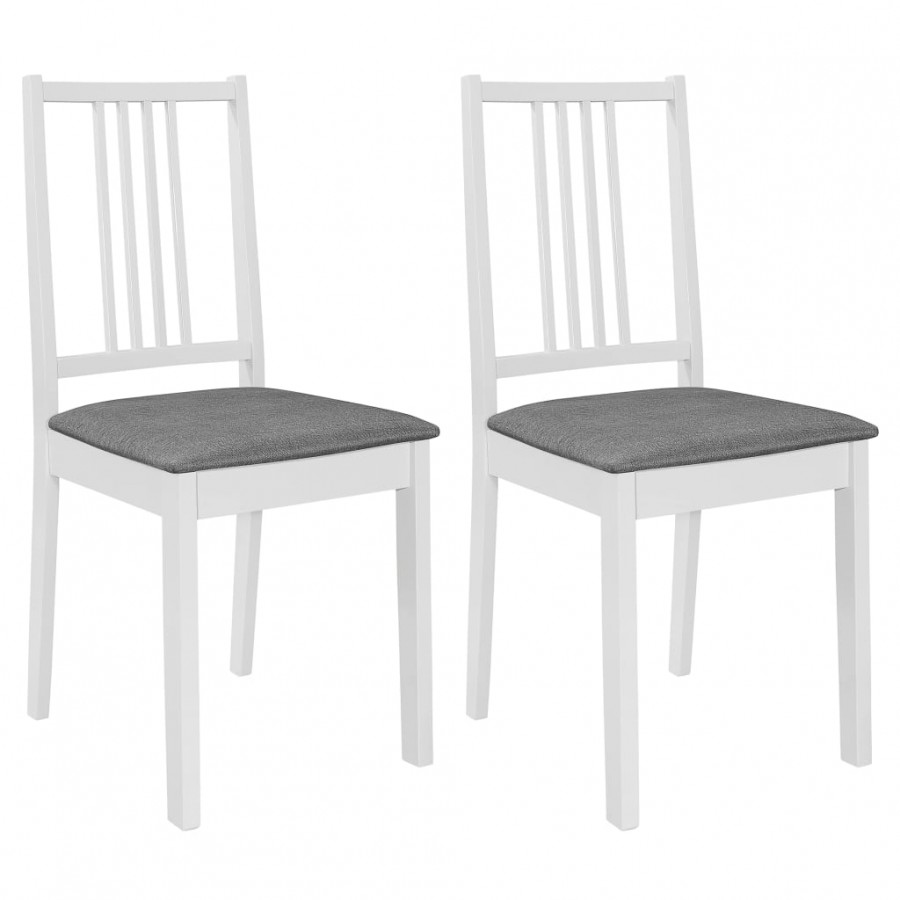 Chaises à manger avec coussins lot de 2 blanc bois solide