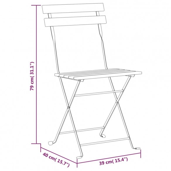 Chaises pliables de jardin 6 pcs Acier et bois d'acacia massif