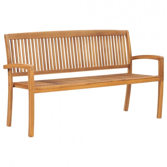 Banc de jardin empilable et coussin 159 cm Bois de teck massif