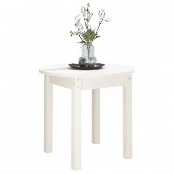 Table basse Blanc Ø 45x40 cm Bois massif de pin