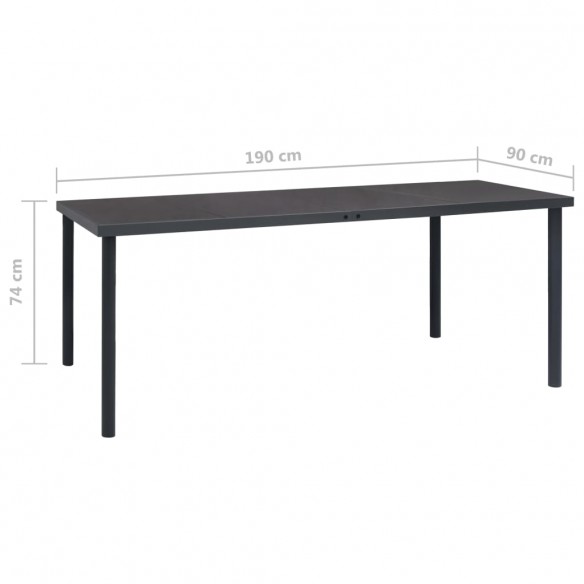 Table à dîner d'extérieur Anthracite 190x90x74 cm Acier