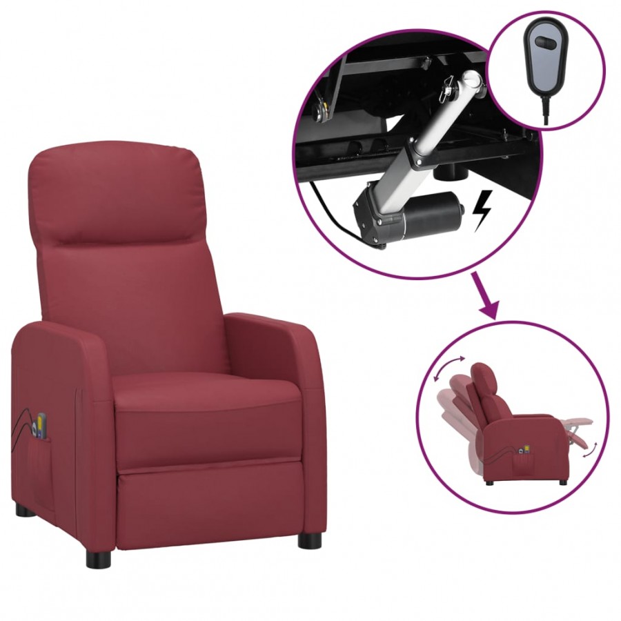 Fauteuil de massage électrique Rouge bordeaux Similicuir