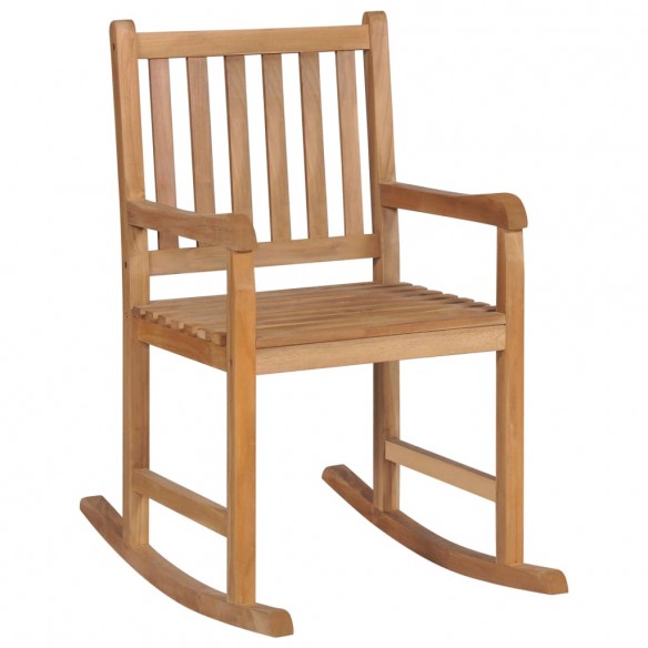Chaise à bascule avec coussin anthracite Bois de teck solide