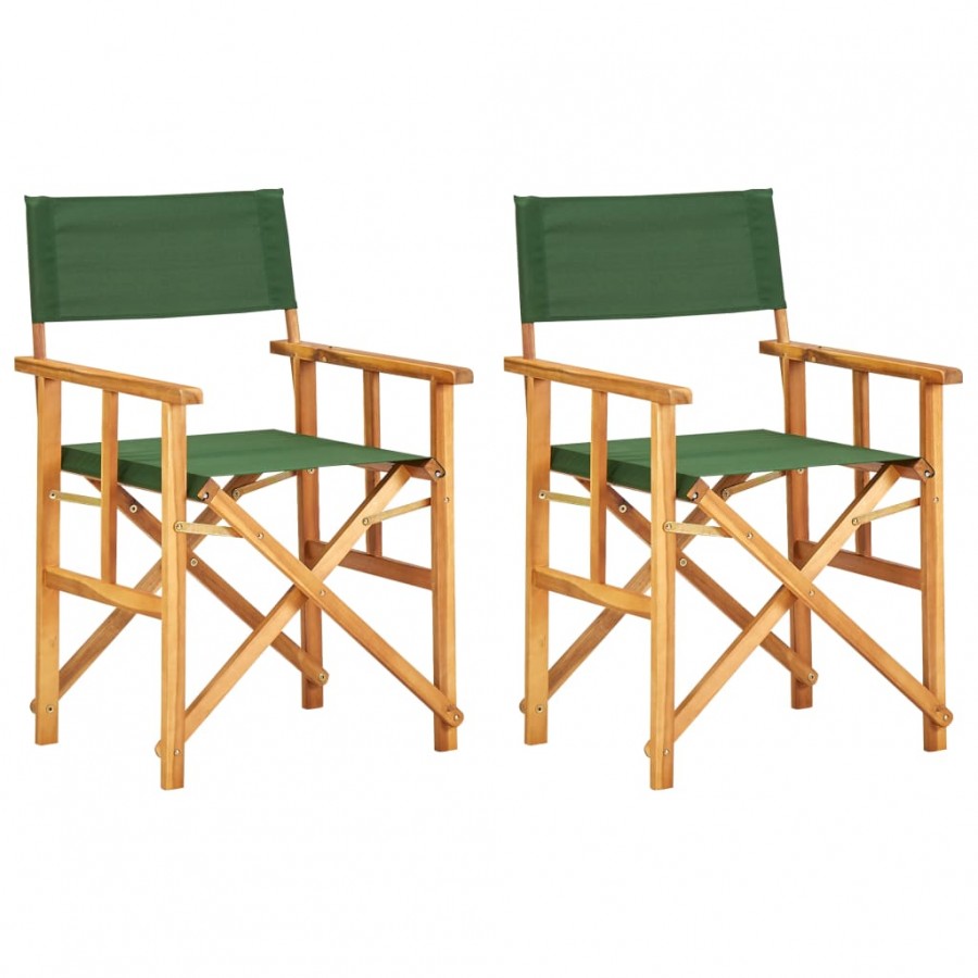 Chaises de metteur en scène 2 pcs Bois massif d'acacia Vert