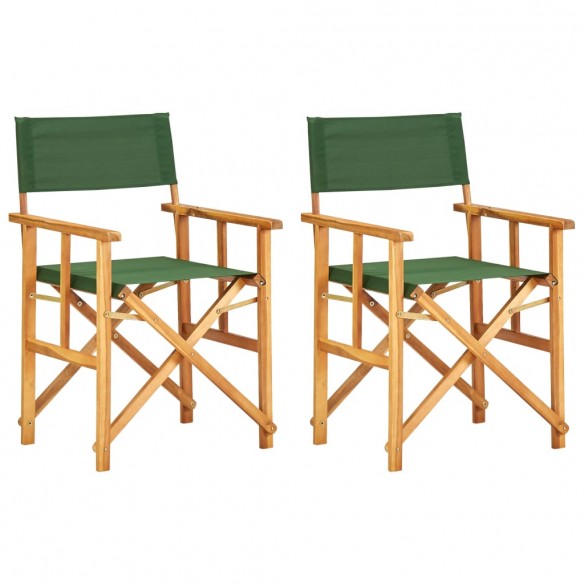 Chaises de metteur en scène 2 pcs Bois massif d'acacia Vert