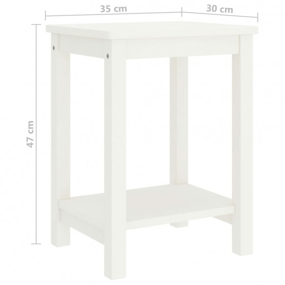 Table de chevet Blanc 35x30x47 cm Bois de pin massif