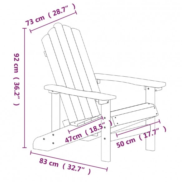 Chaises de jardin Adirondack 2 pcs PEHD Blanc