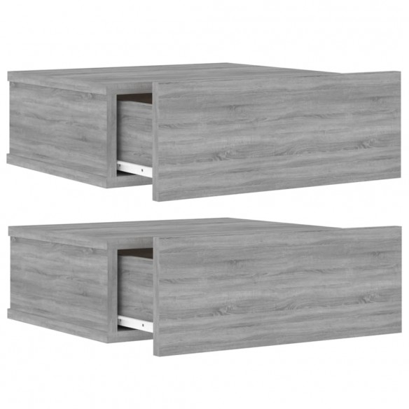 Tables de chevet flottantes 2 pcs Sonoma gris 40x30x15 cm