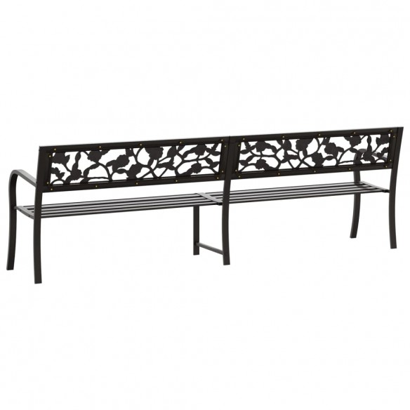 Banc double de jardin 246 cm Noir Acier