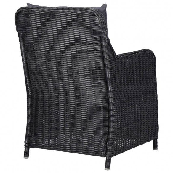 Chaises de jardin 2 pcs avec coussins Résine tressée Noir