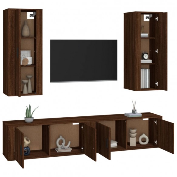 Ensemble de meubles TV 4 pcs Chêne marron Bois d'ingénierie