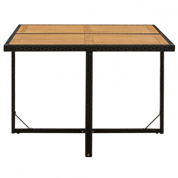 Table de jardin Noir 109x107x74 cm Résine tressée bois massif