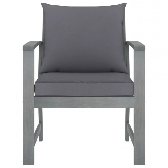 Chaises de jardin 2 pcs avec coussins gris foncé Bois d'acacia