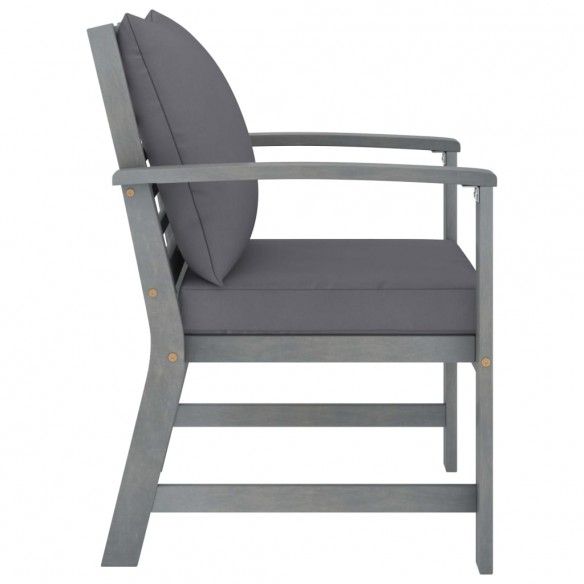 Chaises de jardin 2 pcs avec coussins gris foncé Bois d'acacia