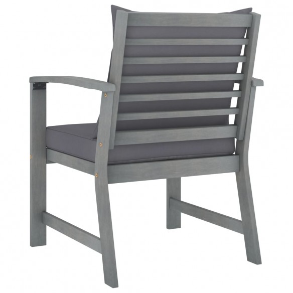 Chaises de jardin 2 pcs avec coussins gris foncé Bois d'acacia