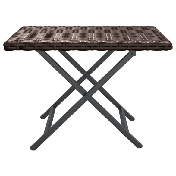 Table pliable marron 45x35x32 cm résine tressée