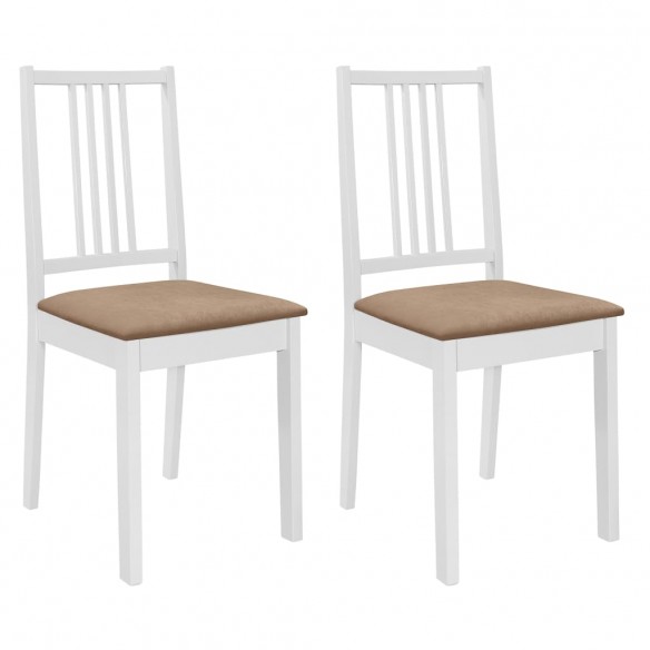 Chaises à manger avec coussins lot de 2 blanc bois solide