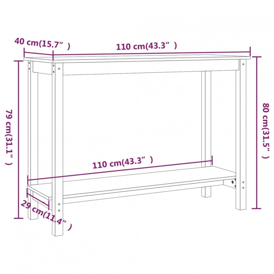 Table console Blanc 110x40x80 cm Bois massif de pin Table console Blanc 110x40x80 cm Bois massif de pin
