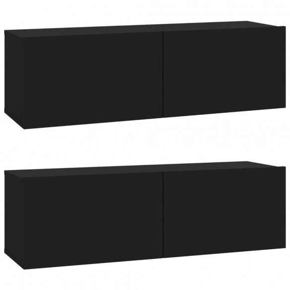 Meubles TV muraux 2 pcs noir 100x30x30 cm bois d'ingénierie