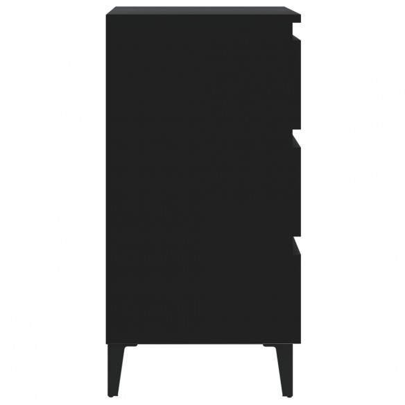 Tables de chevet avec pieds en métal 2 pcs Noir 40x35x69 cm