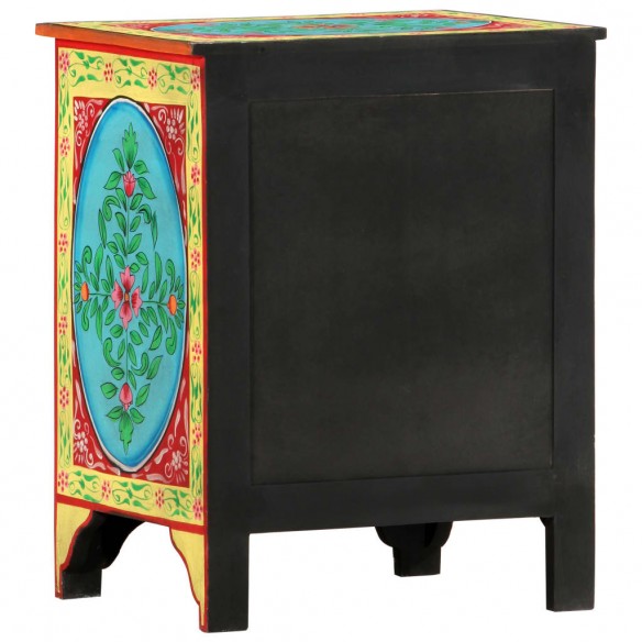 Table de chevet peinte à la main 40x30x50 cm Bois de manguier