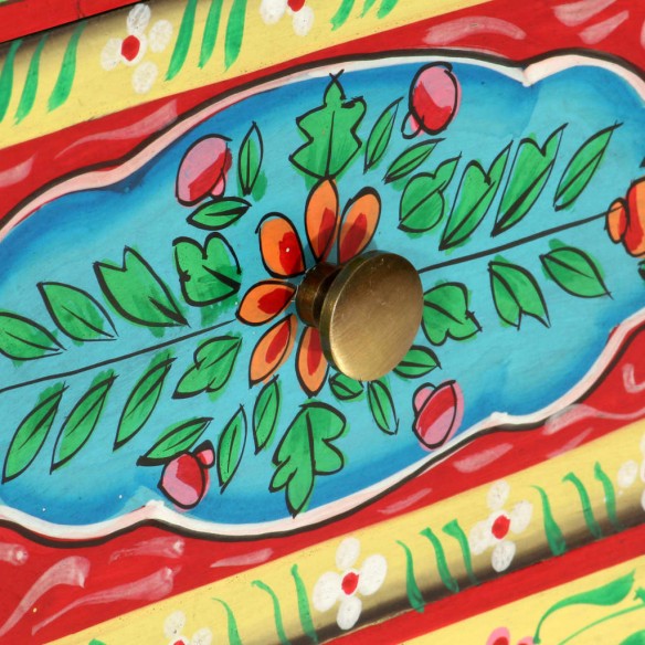 Table de chevet peinte à la main 40x30x50 cm Bois de manguier