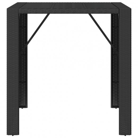 Table de bar et dessus en verre noir 105x80x110 cm poly rotin
