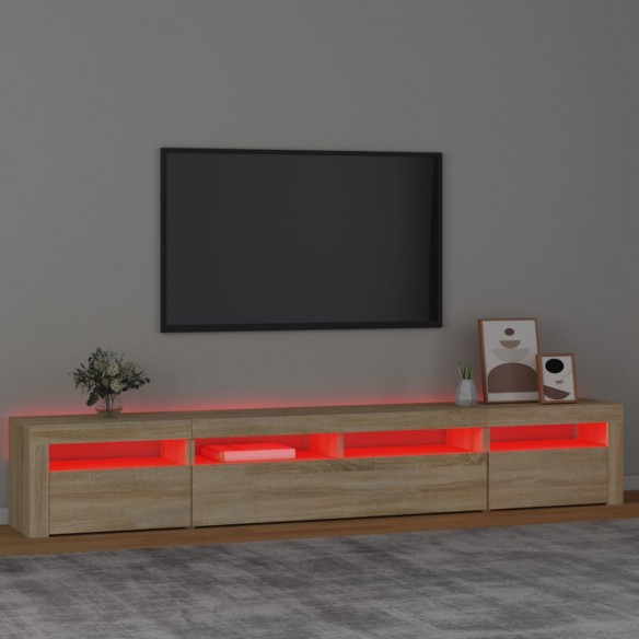 Meuble TV avec lumières LED Chêne sonoma 240x35x40 cm