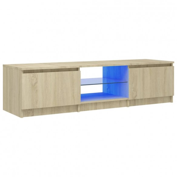 Meuble TV avec lumières LED chêne sonoma 140x40x35,5 cm