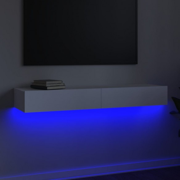 Meuble TV avec lumières LED Blanc 120x35x15,5 cm