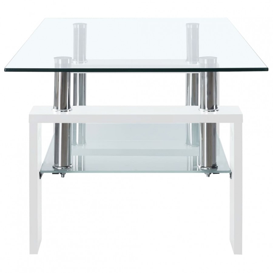 Table basse Blanc et transparent 95x55x40 cm Verre trempé
