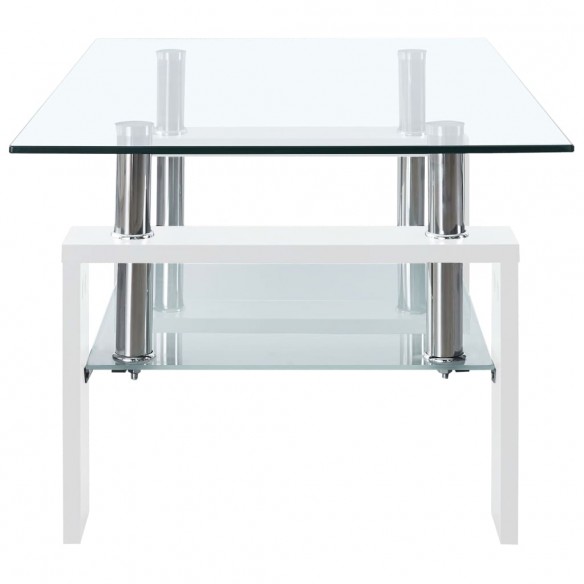 Table basse Blanc et transparent 95x55x40 cm Verre trempé