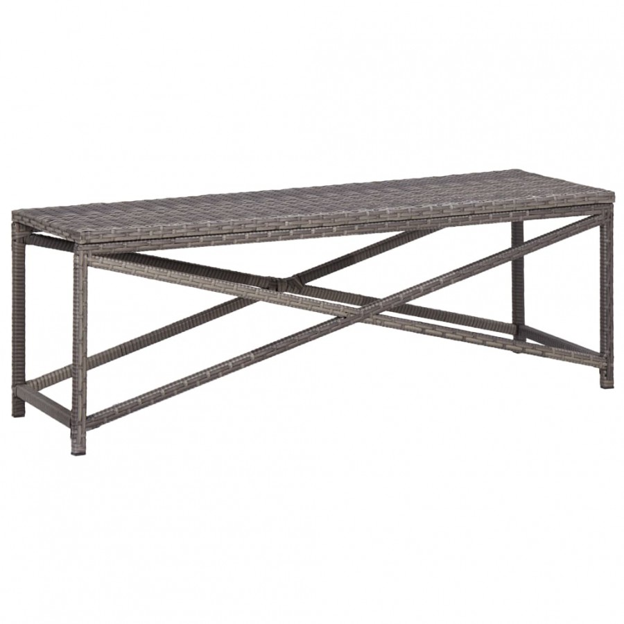 Banc de jardin 120 cm Résine tressée Gris