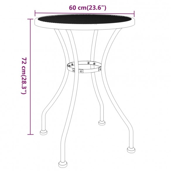 Table de jardin Ø60x72 cm Maille métallique Anthracite