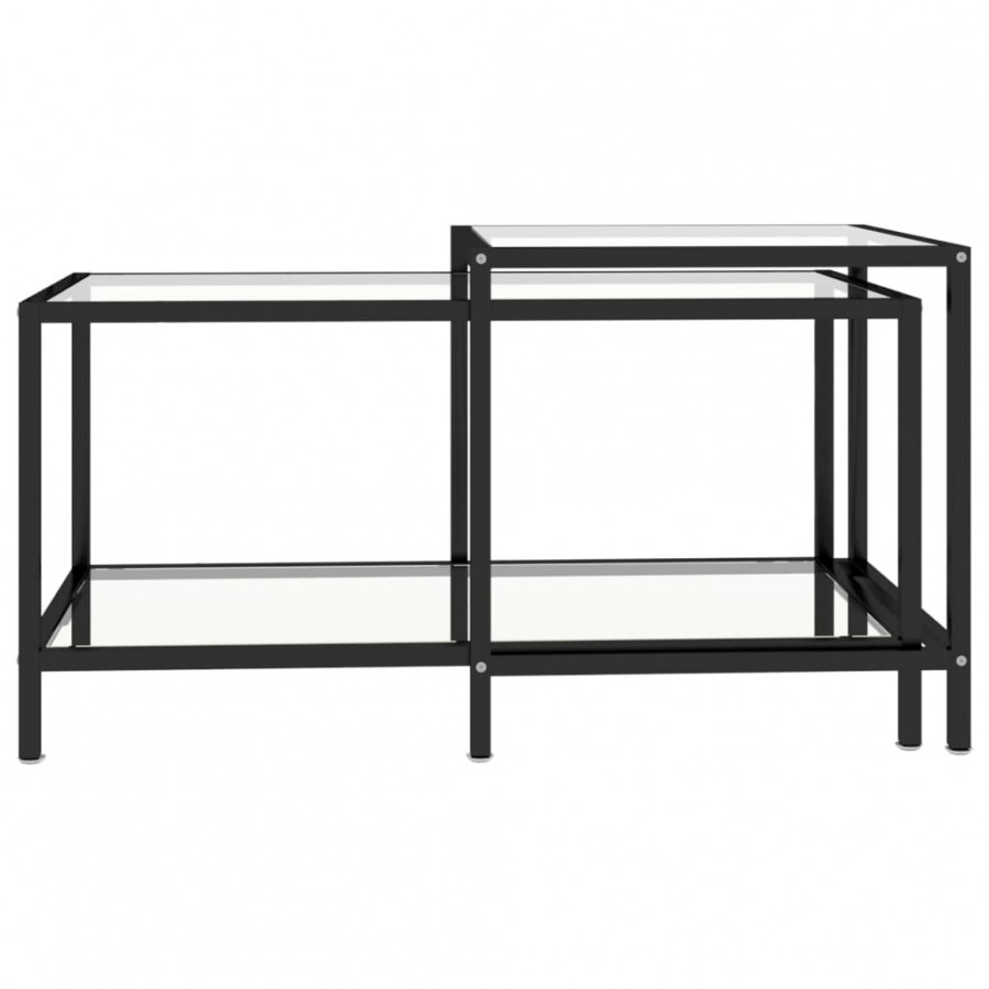 Tables à thé 2 pcs Verre trempé Transparent