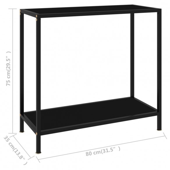 Table console Noir 80x35x75 cm Verre trempé