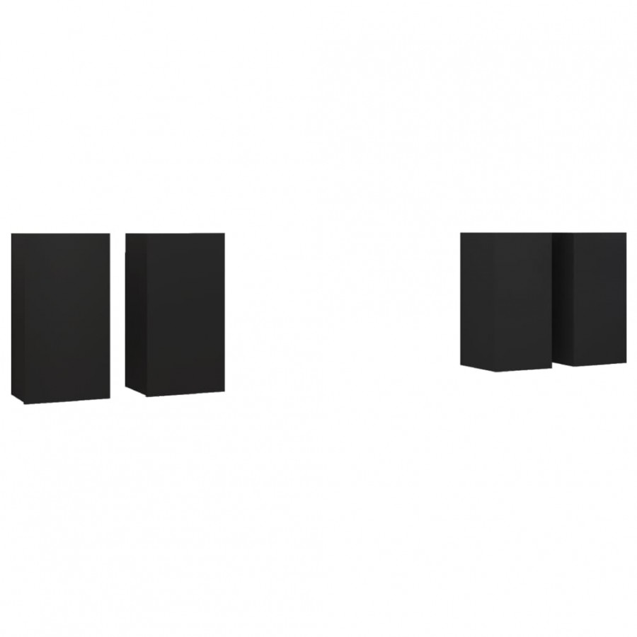 Meubles TV 4 pcs Noir 30,5x30x60 cm Aggloméré Meubles TV 4 pcs Noir 30,5x30x60 cm Aggloméré
