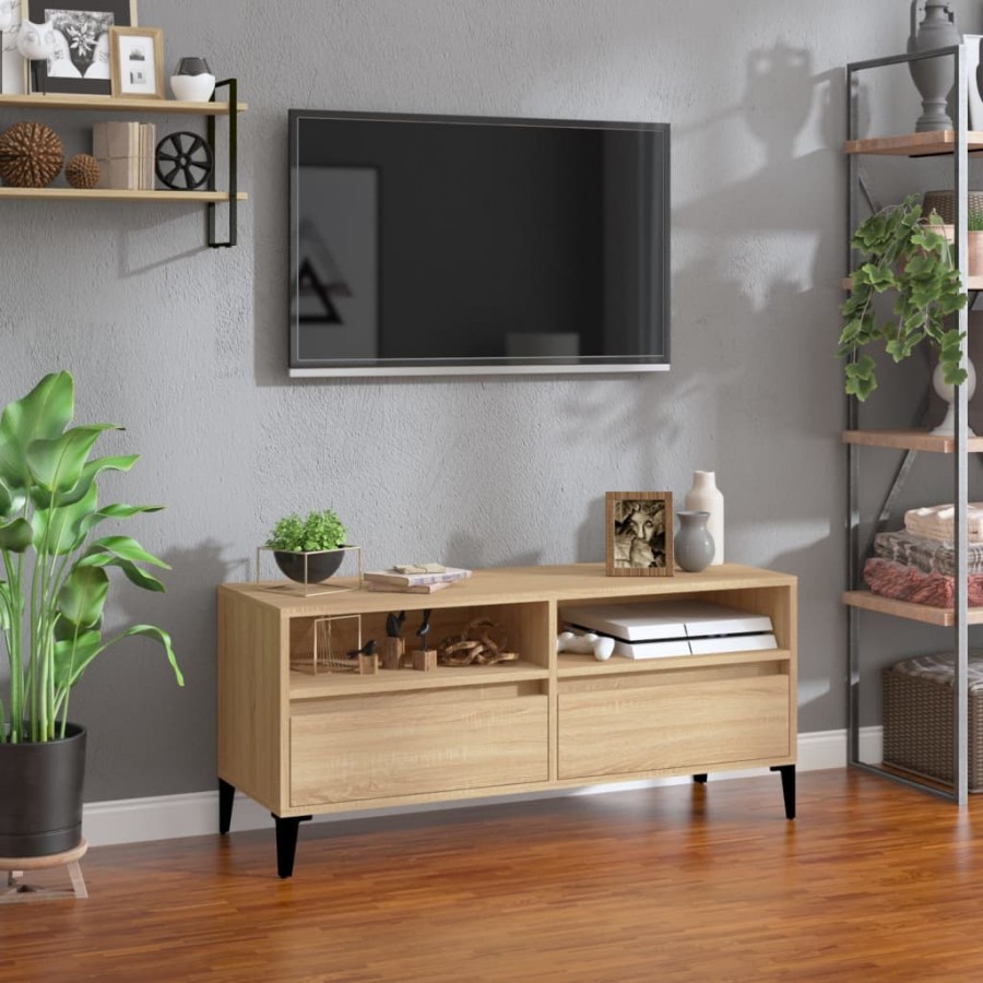 Meuble TV chêne sonoma 100x34,5x44,5 cm bois d'ingénierie