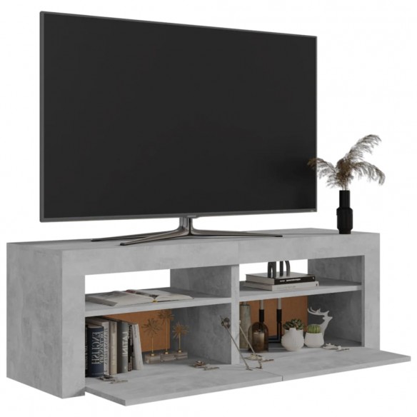 Meuble TV avec lumières LED gris béton 120x35x40 cm