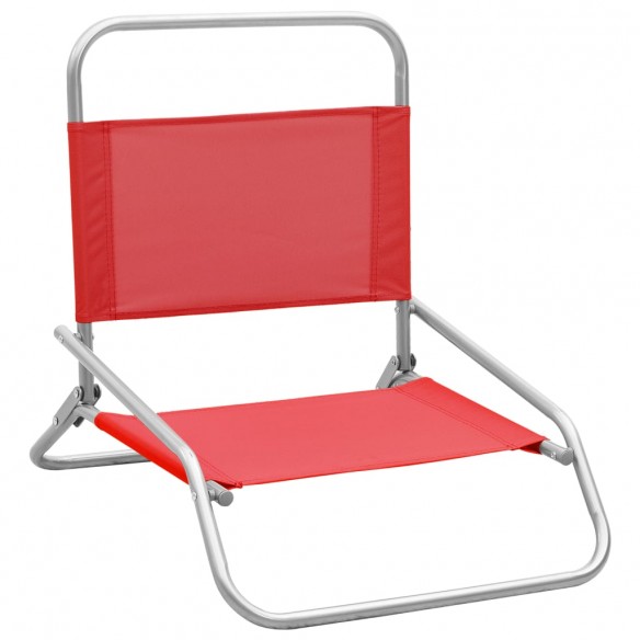 Chaises de plage pliables 2 pcs Rouge Tissu