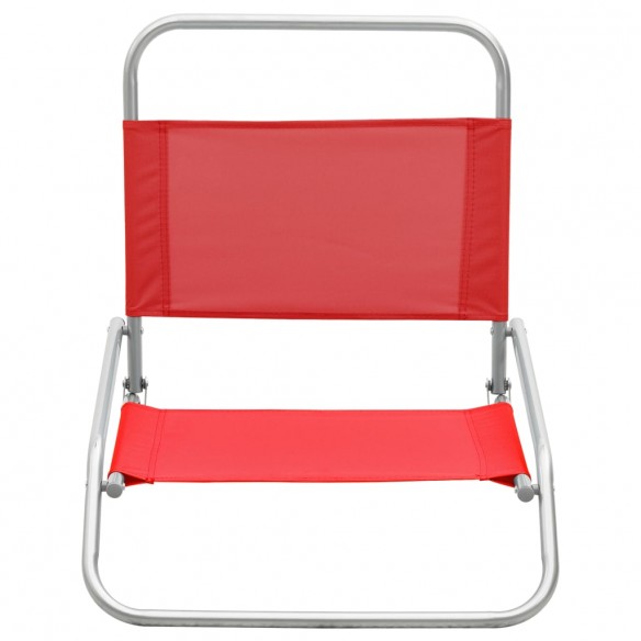 Chaises de plage pliables 2 pcs Rouge Tissu