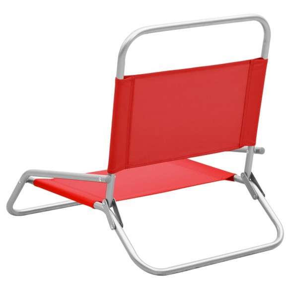 Chaises de plage pliables 2 pcs Rouge Tissu