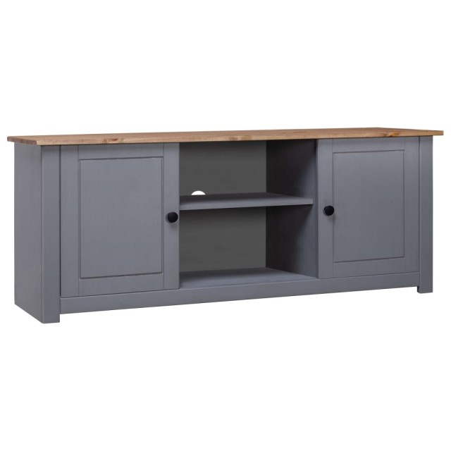 Meuble TV Gris 120x40x50 cm Bois de pin massif Gamme Panama