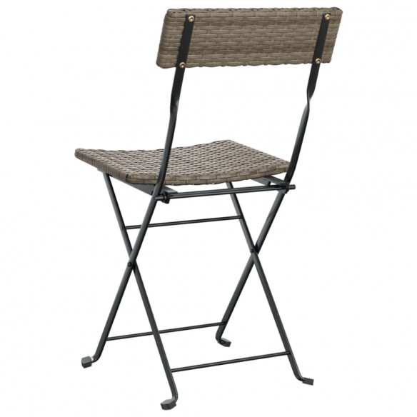 Chaises de bistrot pliantes 6 pcs Gris Résine tressée et acier