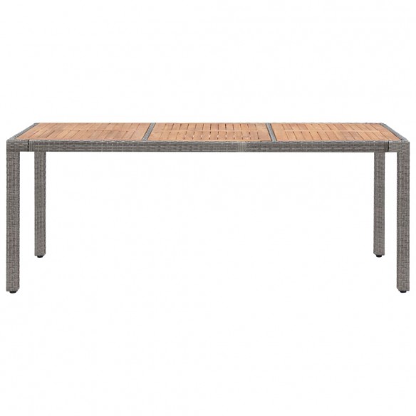 Table de jardin Gris 190x90x75cm Résine tressée et acacia