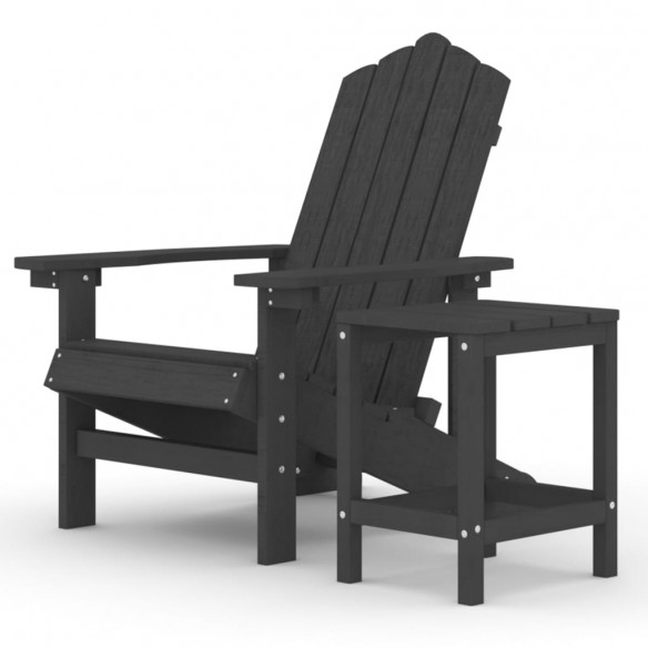 Chaise de jardin Adirondack avec table PEHD Anthracite