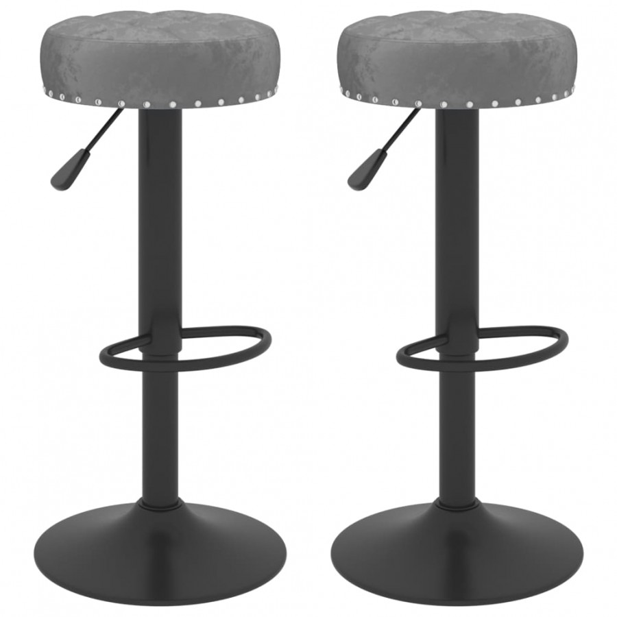 Tabourets de bar lot de 2 gris foncé velours Tabourets de bar lot de 2 gris foncé velours