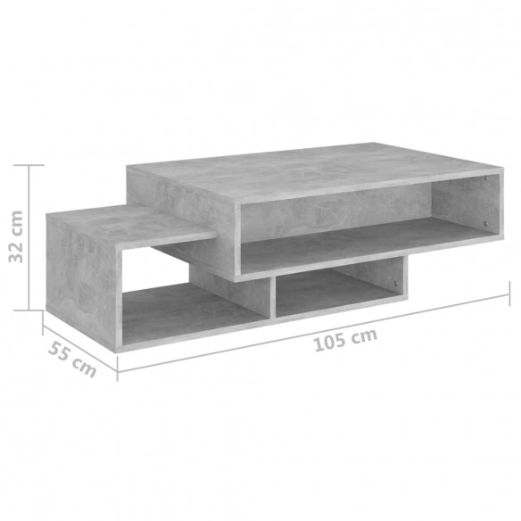 Table basse Gris béton 105x55x32 cm Aggloméré