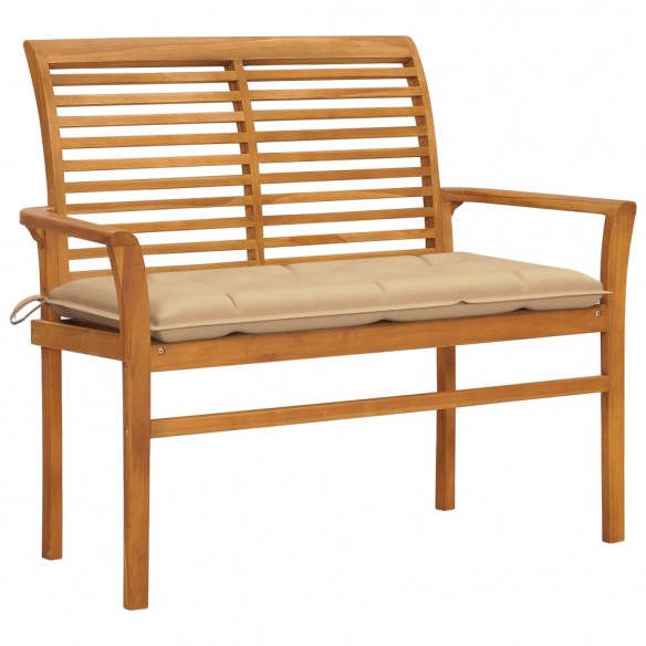 Banc de jardin avec coussin beige 112 cm Bois de teck massif